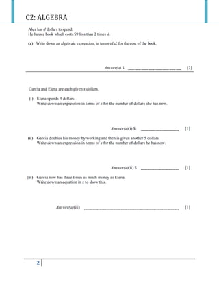 C2: ALGEBRA
2
 