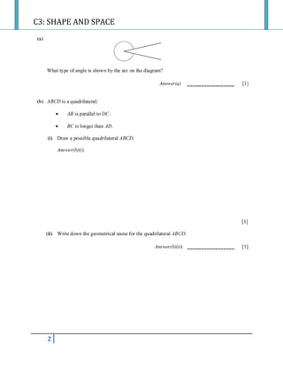 C3: SHAPE AND SPACE
2
 