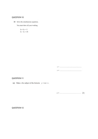 Comprehensive IGCSE Maths Formula Questions Practice | PDF