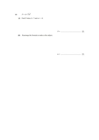 Comprehensive IGCSE Maths Formula Questions Practice | PDF