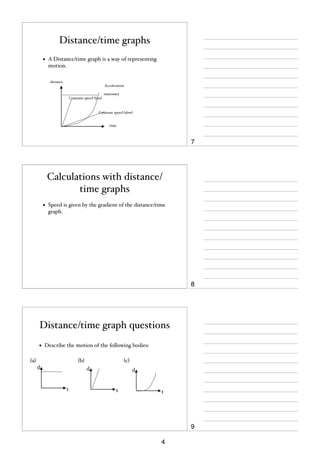 Drawing and interpreting distance - time graphs calculations graphical  problem solving calculations problem solving exam practice questions  IGCSE/GCSE Physics revision notes
