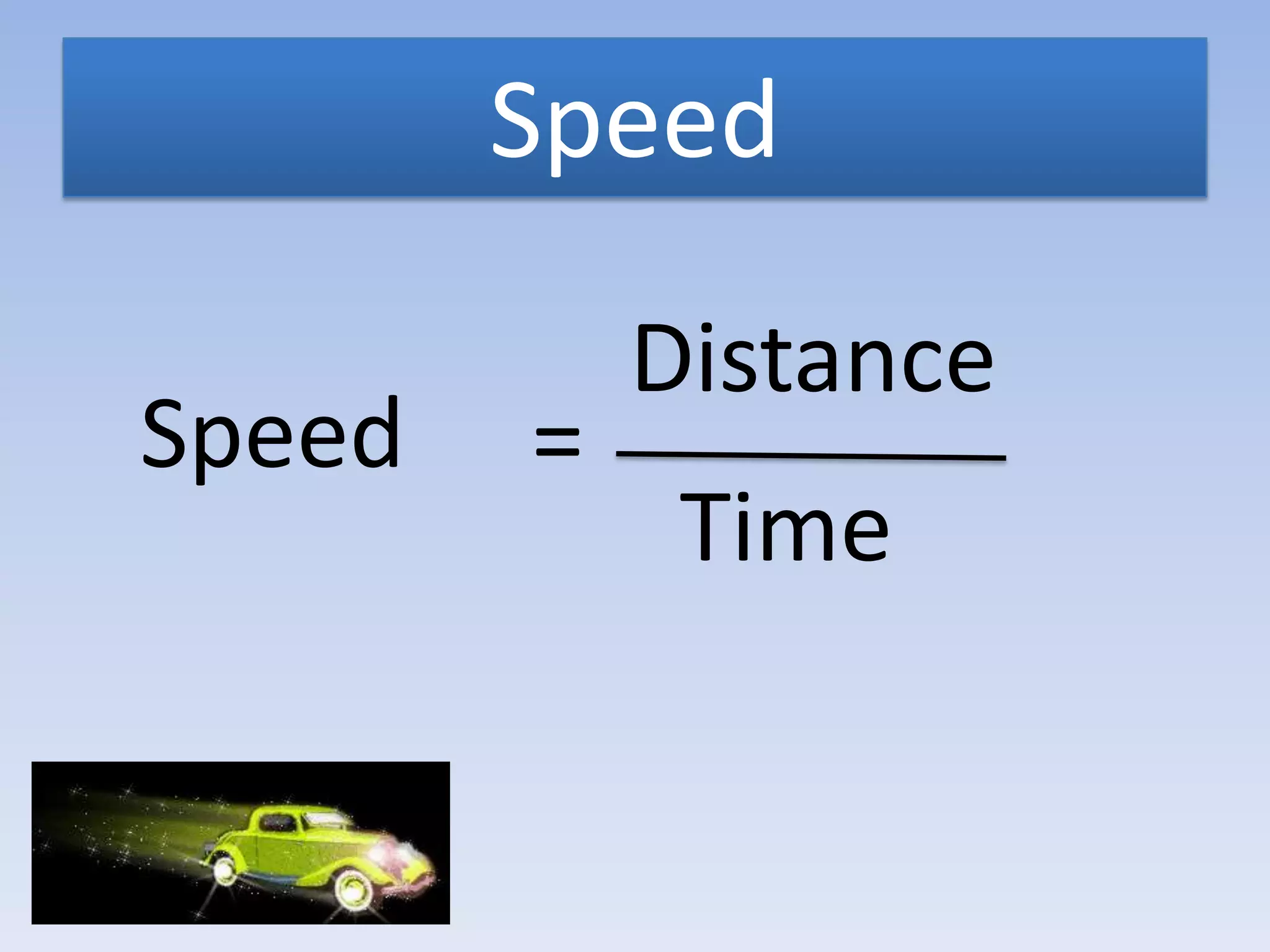 Speed DistanceSpeed =Time