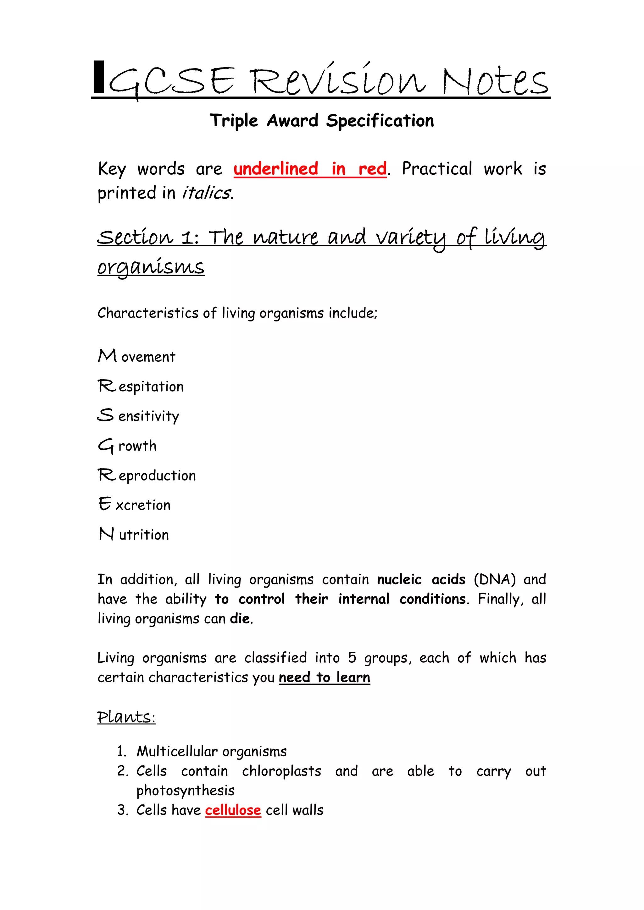 IGCSE Biology Revision Notes 2 | PDF