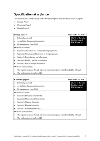 IGCSE Science Double Award Specification | PDF