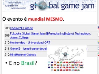 Global Game Jam E no  Brasil ? O evento  é  mundial MESMO . 