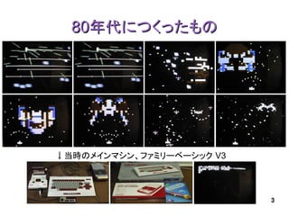 80年代につくったもの




↓当時のメインマシン、ファミリーベーシック V3




                           3
 