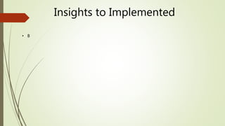 Insights to Implemented
• B
 