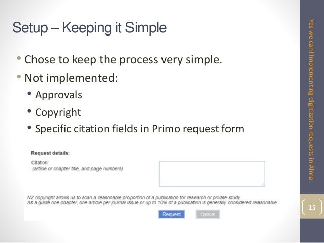 Yes We Can Implementing Digitization Requests In Alma