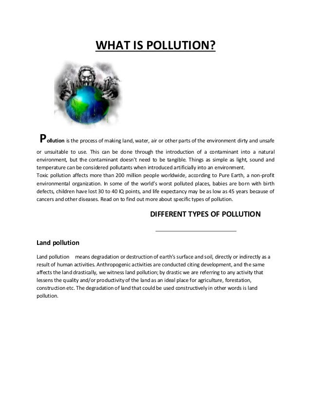 write an assignment on any kind of pollution