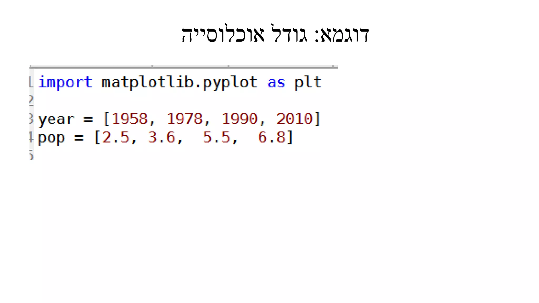 ‫דוגמא‬:‫אוכלוסייה‬ ‫גודל‬
 