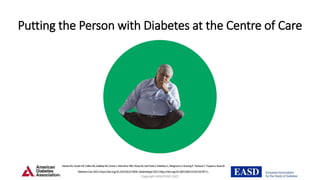 Copyright ADA/EASD 2022
Putting the Person with Diabetes at the Centre of Care
DaviesMJ,ArodaVR,CollinsBS,GabbayRA,GreenJ,MaruthurNM,RosasSE,DelPratoS,MathieuC,MingroneG,RossingP,TankovaT,TsapasA,BuseJB
DiabetesCare2022;https://doi.org/10.2337/dci22-0034.Diabetologia2022;https://doi.org/10.1007/s00125-022-05787-2.
 