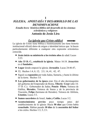 Iglesia, apostasía, y desarrollo de las denominaciones | PDF