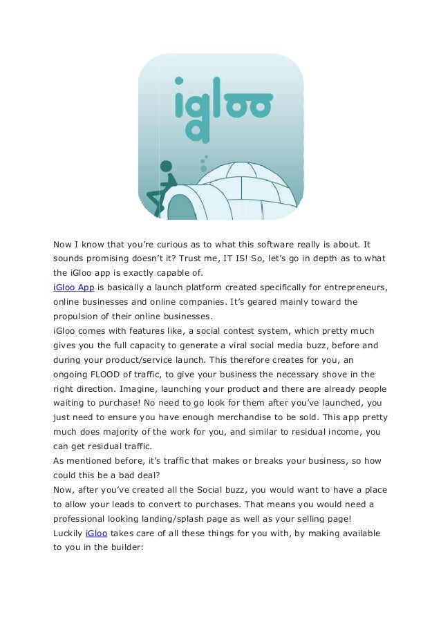 iGloo App Review, Bonus, Demo and Discount