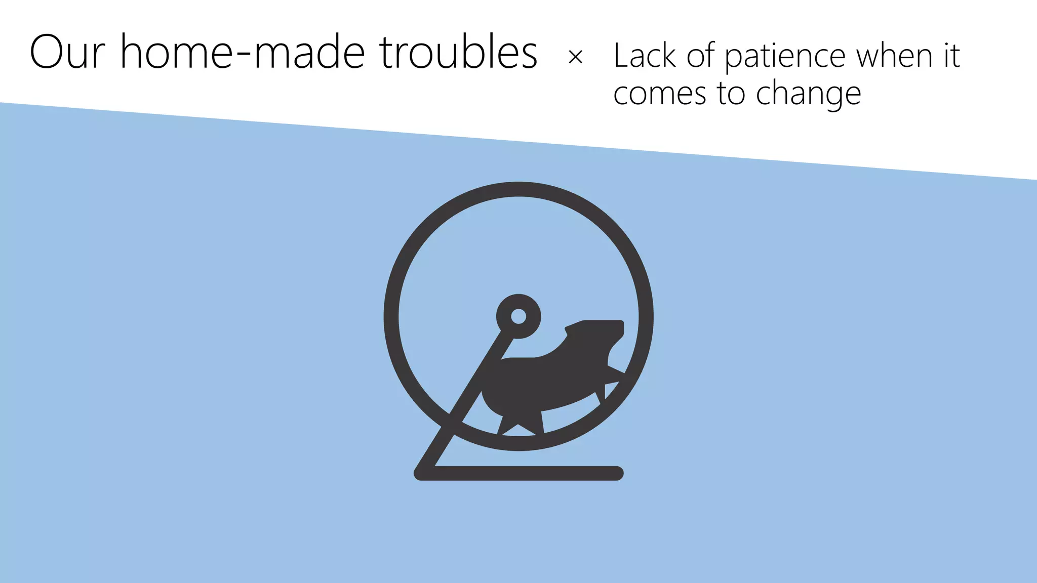 Our home-made troubles × Lack of patience when it
comes to change
 