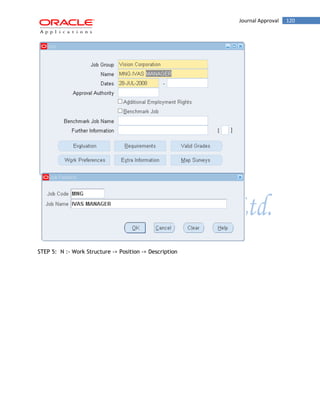 Journal Approval 120 
STEP 5: N :- Work Structure -> Position -> Description  
