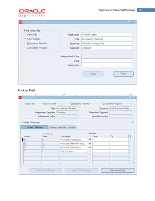 Overview of Value Set Windows 19 
Click on Find 
 