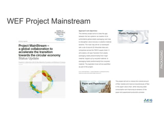 WEF Project Mainstream
PACKAGING
Approach and objectives:
This delivery project aims to close the gap
between the two syst...