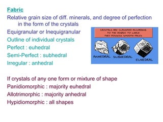 Panidiomorphic Rocks Igneous rock, Engineering Geology, Semester IV GTU | PDF