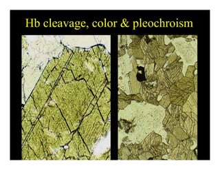 Hb cleavage, color & pleochroism
 