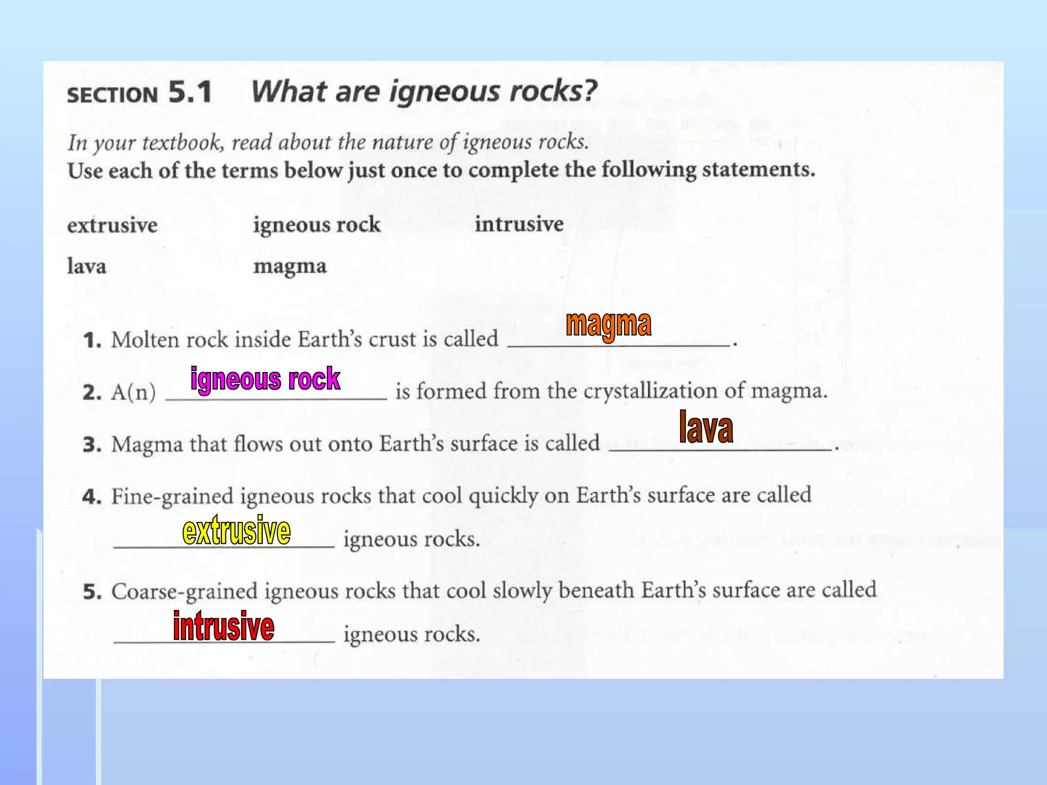 magma igneous rock lava intrusive extrusive