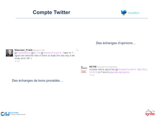 Compte Twitter Des échanges d’opinions… Des échanges de bons procédés… 