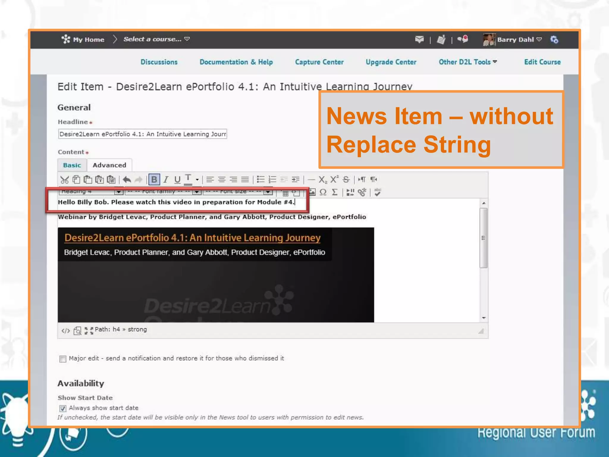 News Item – without
Replace String
 