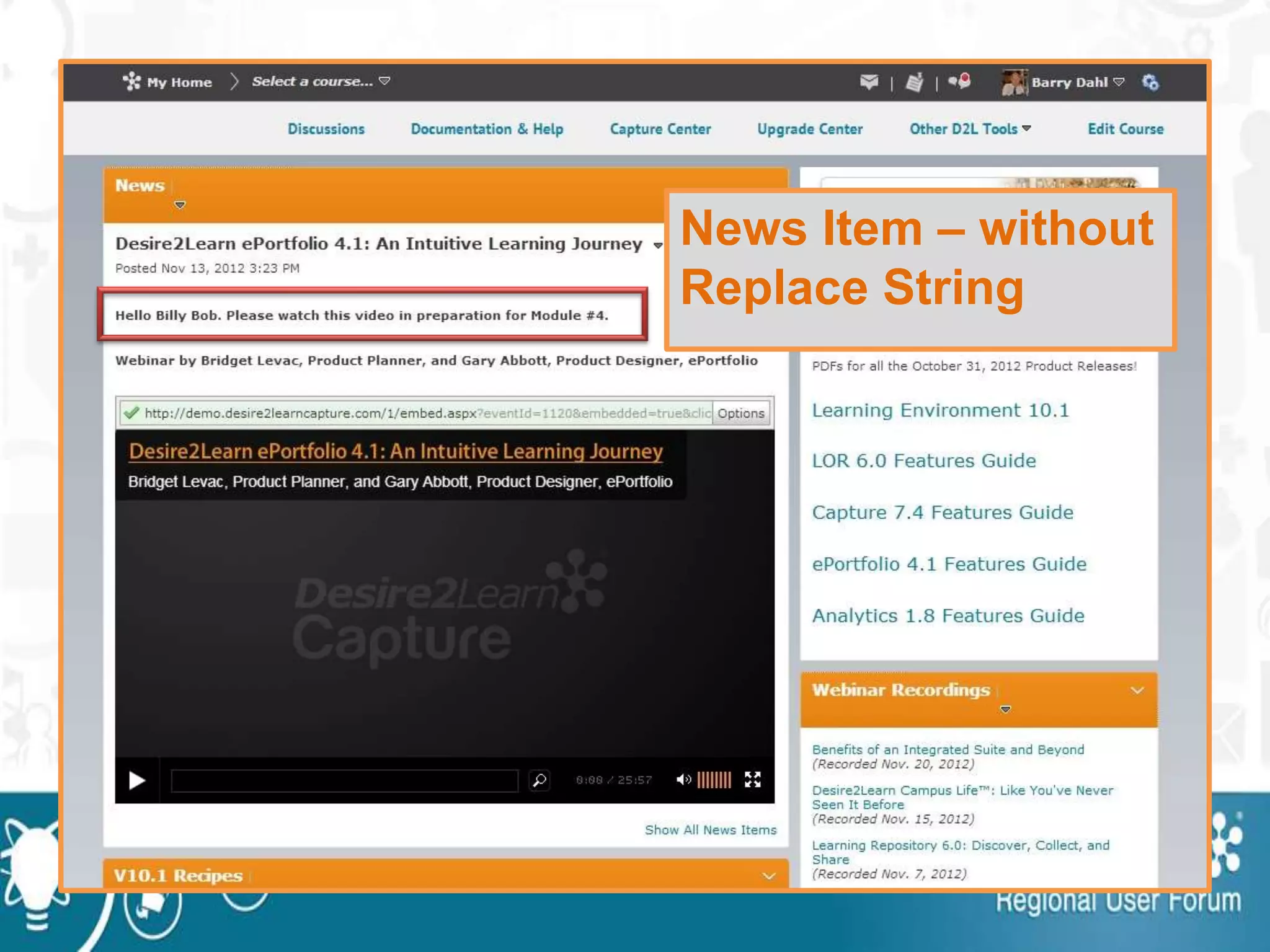 News Item – without
Replace String
 