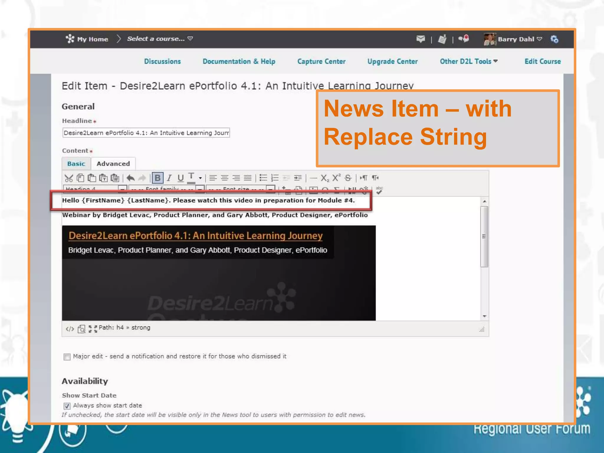 News Item – with
Replace String
 