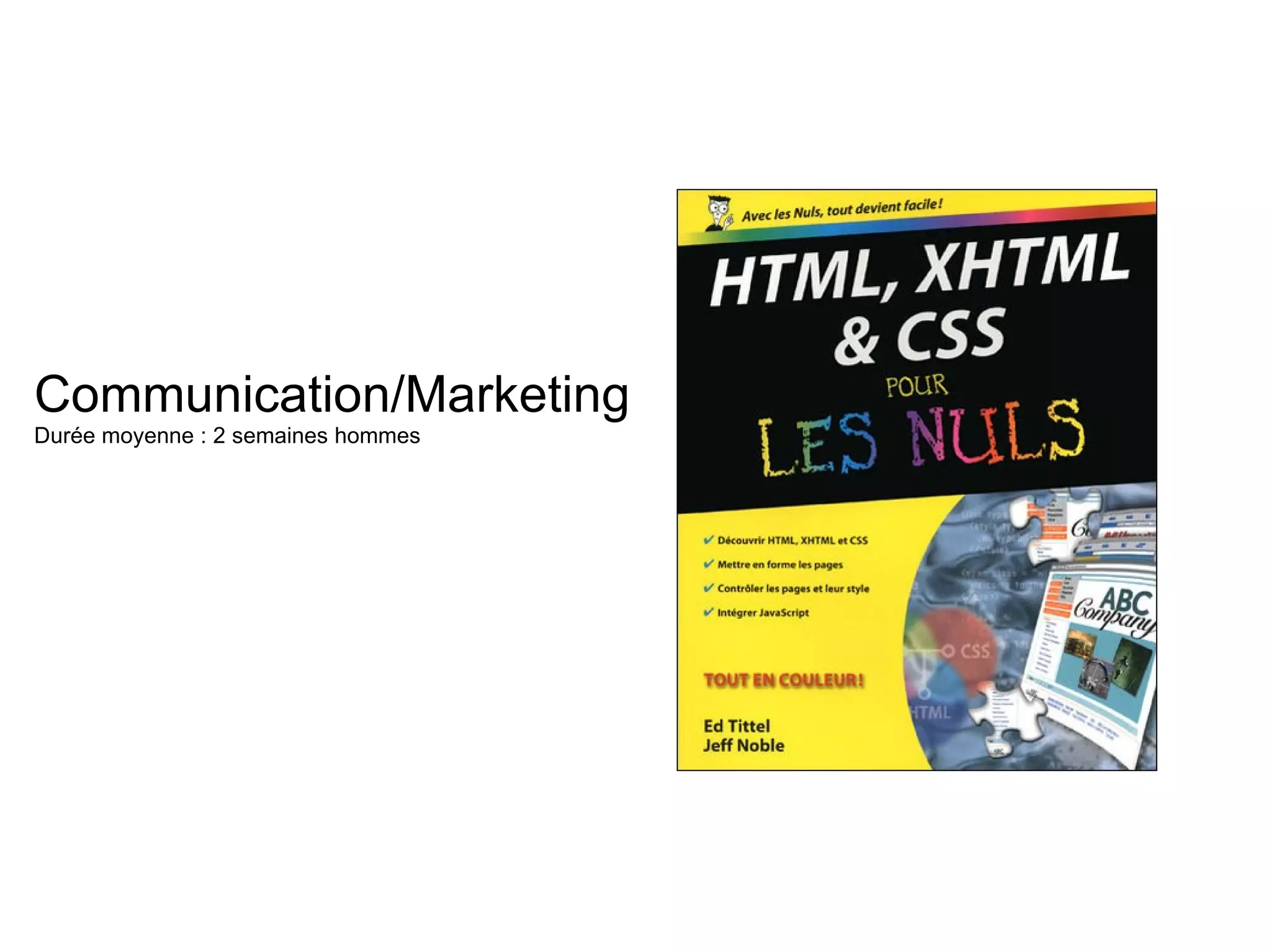 Communication/Marketing Durée moyenne : 2 semaines hommes 