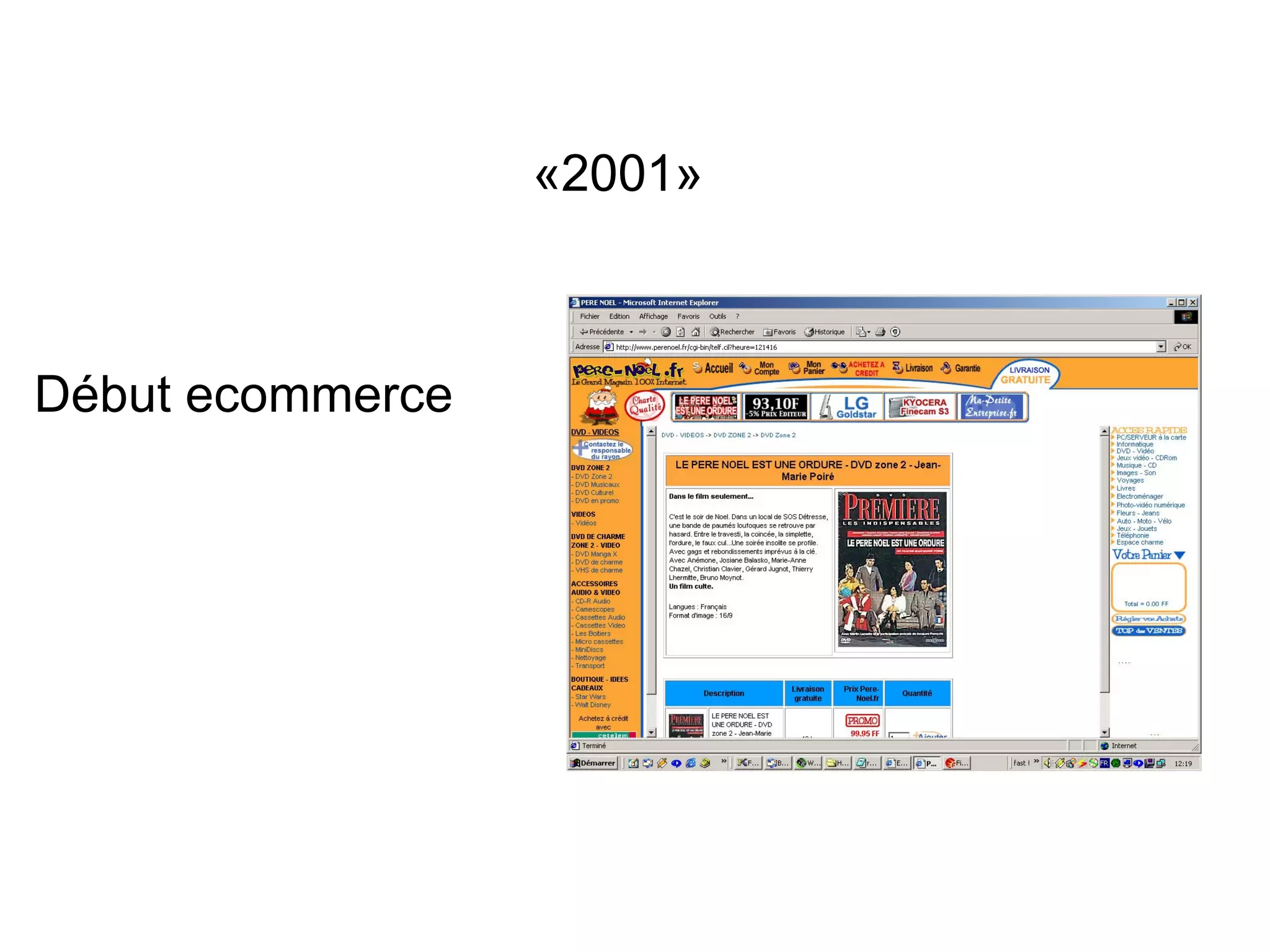 Début ecommerce «2001» 