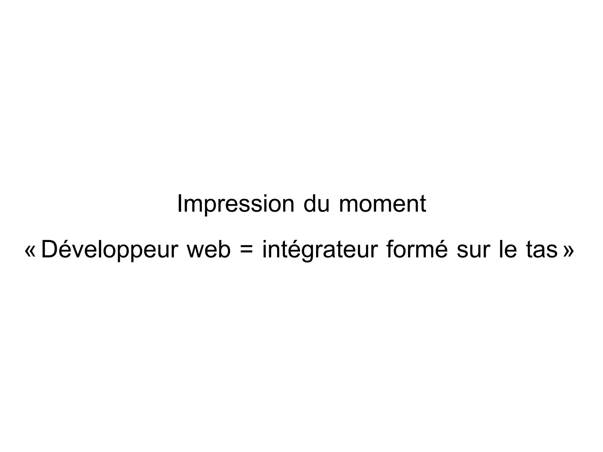 Impression du moment « Développeur web = intégrateur formé sur le tas »  
