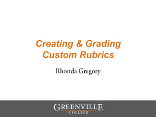 Creating & Grading
Custom Rubrics
 