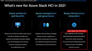 Azure Stack HCI 21H2がGA！
引用元：Learn everything about the new Azure Stack HCI feature update https://myignite.microsoft.com/sessions/7384a019-3100-4153-bd18-6a9520c11498?source=sessions
 