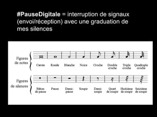 #PauseDigitale  = interruption de signaux (envoi/réception) avec une graduation de mes silences  