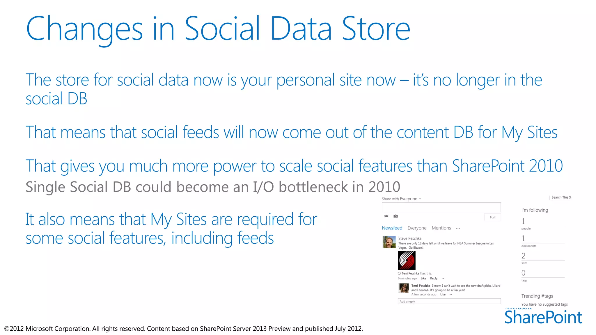 ©2012 Microsoft Corporation. All rights reserved. Content based on SharePoint Server 2013 Preview and published July 2012.
 