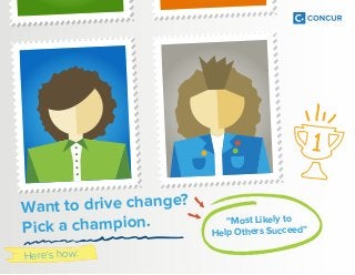 Want to drive change? 
Pick a champion. 
Here’s how: 
“Most Likely to 
Help Others Succeed” 
 