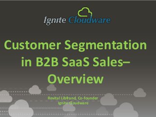 Revital Libfrand, Co-founder
Ignite Cloudware
Customer Segmentation
in B2B SaaS Sales–
Overview
 