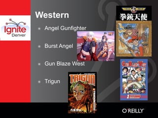 Western
๏   Angel Gunfighter


๏   Burst Angel


๏   Gun Blaze West


๏   Trigun
 