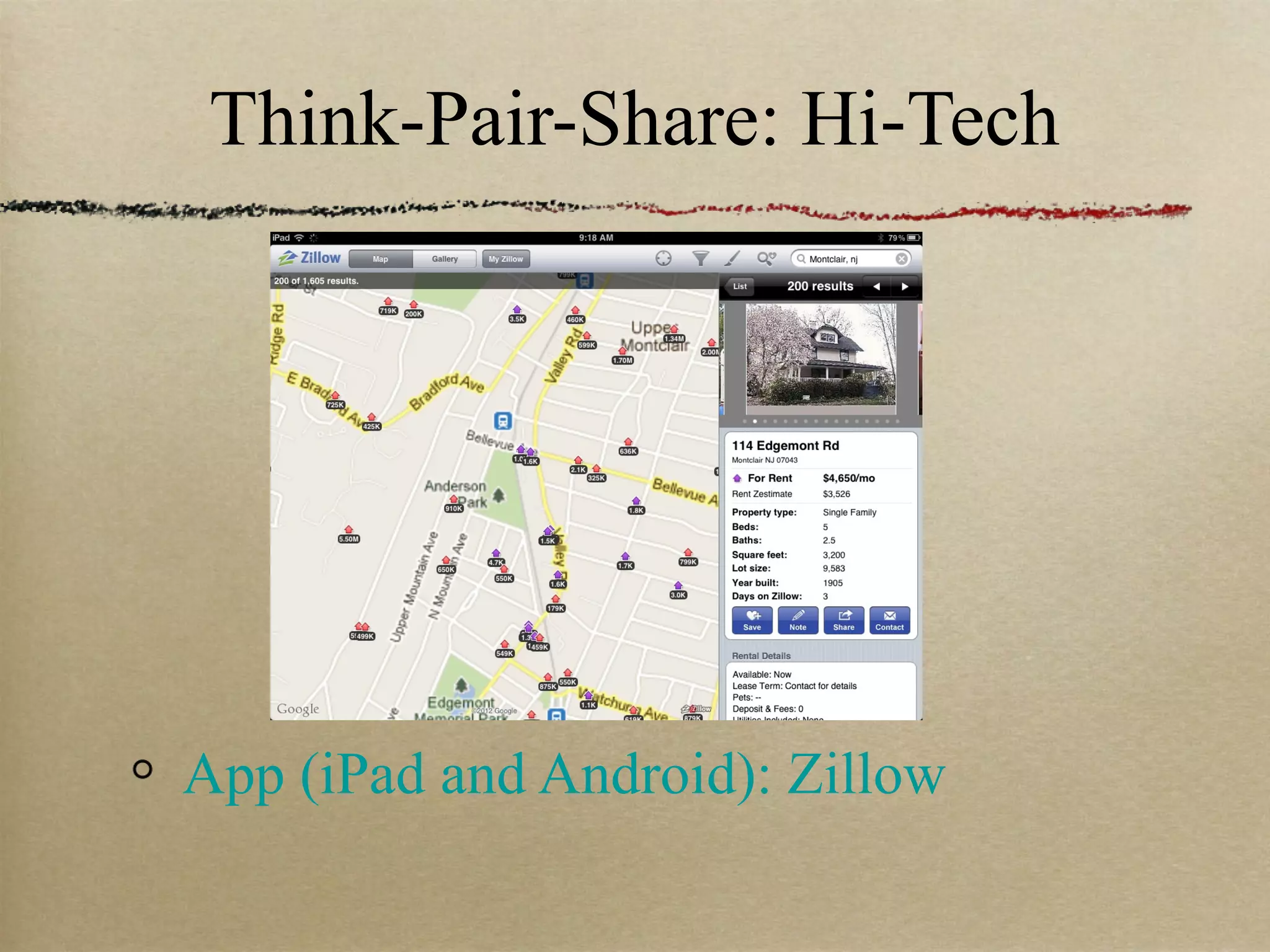 Think-Pair-Share: Hi-Tech




App (iPad and Android): Zillow
 