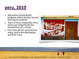 Role of new media in development and political engagementkenya/tanzania, 2007Nearly three weeks with Western Heads East probiotic yogurt, HIV/AIDS project