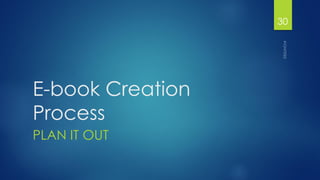 E-book Creation Process 
PLAN IT OUT 
30 
 