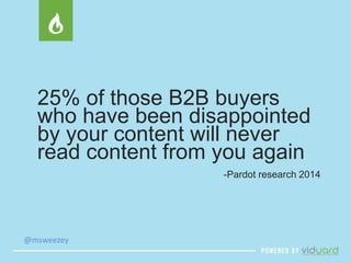 25% of those B2B buyers 
who have been disappointed 
by your content will never 
read content from you again 
@msweezey 
-Pardot research 2014 
 
