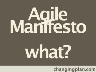 Agile
Manifesto
 what?
     changingplan.com
 