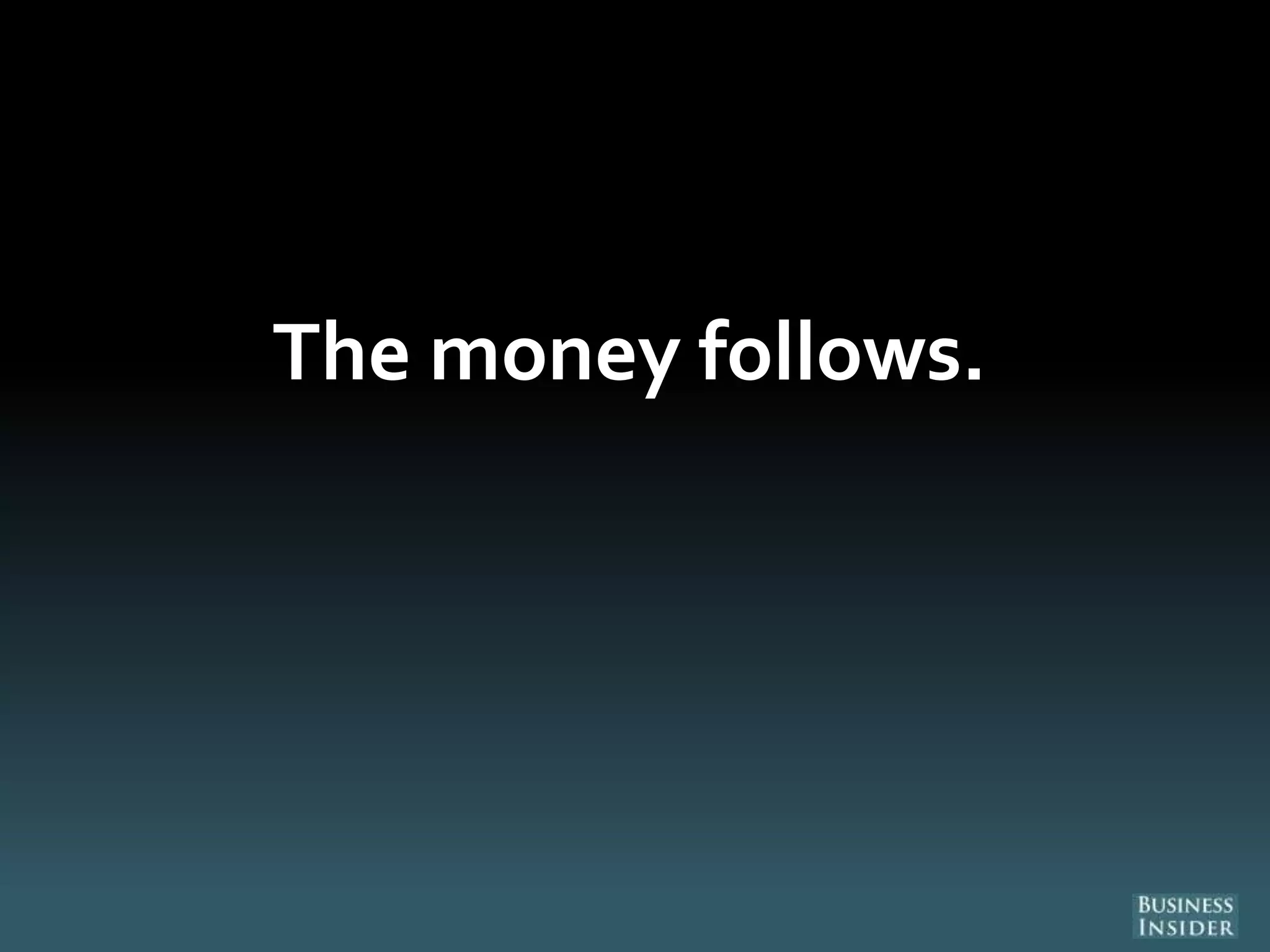 The money follows.
 