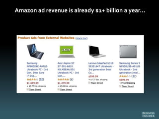 Amazon ad revenue is already $1+ billion a year…
 