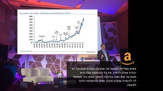 ‫לא‬ ‫מסביבה‬ ‫עסקים‬ ‫שהרבה‬ ‫מה‬ ‫לעשות‬ ‫מצליחה‬ ‫אמזון‬
‫לדמיין‬ ‫אפילו‬ ‫יכולים‬,‫היא‬ ‫שלה‬ ‫ההכנסות‬ ‫כל‬ ‫את‬
‫ושוב‬ ‫שוב‬ ‫משקיעה‬‫העסק‬ ‫בפיתוח‬-‫מאפשר‬ ‫כזה‬ ‫אומץ‬
‫הלכה‬ ‫ולהתפתח‬ ‫עולם‬ ‫חובקי‬ ‫עסקים‬ ‫להצמיח‬ ‫לה‬
‫למעשה‬.
 