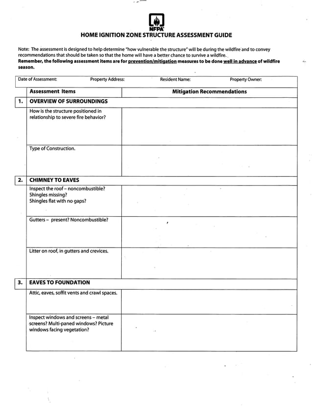 Ignition assessment checklist PDF