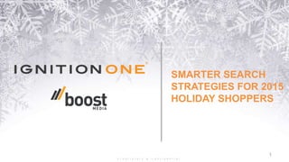 P r o p r i e t a r y & C o n f i d e n t i a l
1
HEAD
PRESENTER
DATE
SMARTER SEARCH
STRATEGIES FOR 2015
HOLIDAY SHOPPERS
 