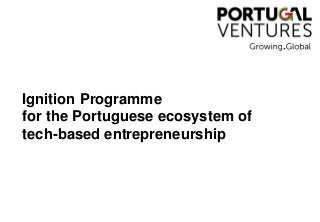 Ignition Programme
for the Portuguese ecosystem of
tech-based entrepreneurship
 