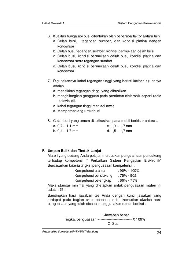 Soal Dan Kunci Jawaban Sistem Pengapian Guru Galeri